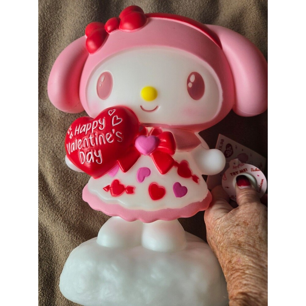 Sanrio Hello Kitty My Melody Pink Valentine’s Blow Mold Lighted Decor 12" Hearts